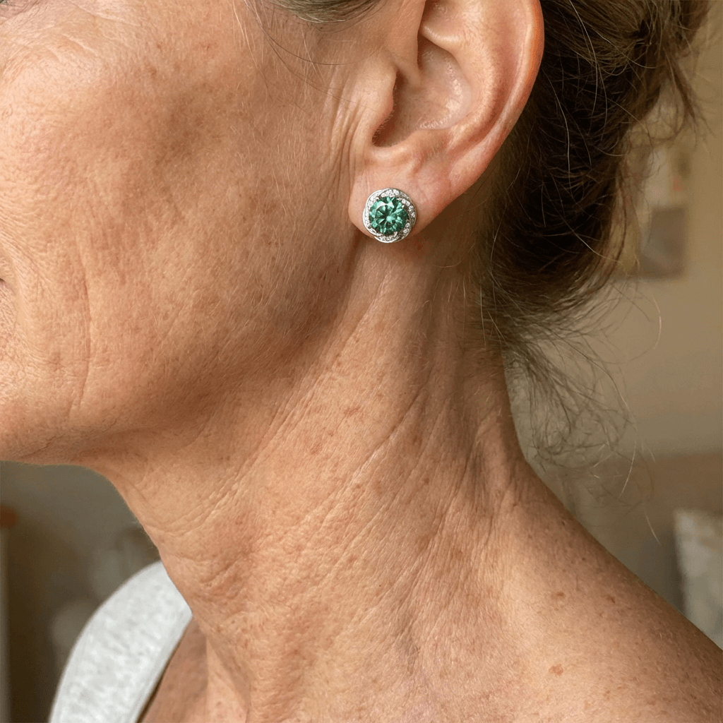 Sparkling Green Zirconia Flower Stud Earrings
