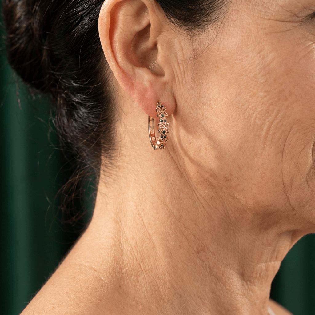 Bohemian Multicolour Zirconia Floral Butterfly Earrings