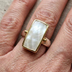 Vintage-Style Bohemian Geometric Moonstone Ring