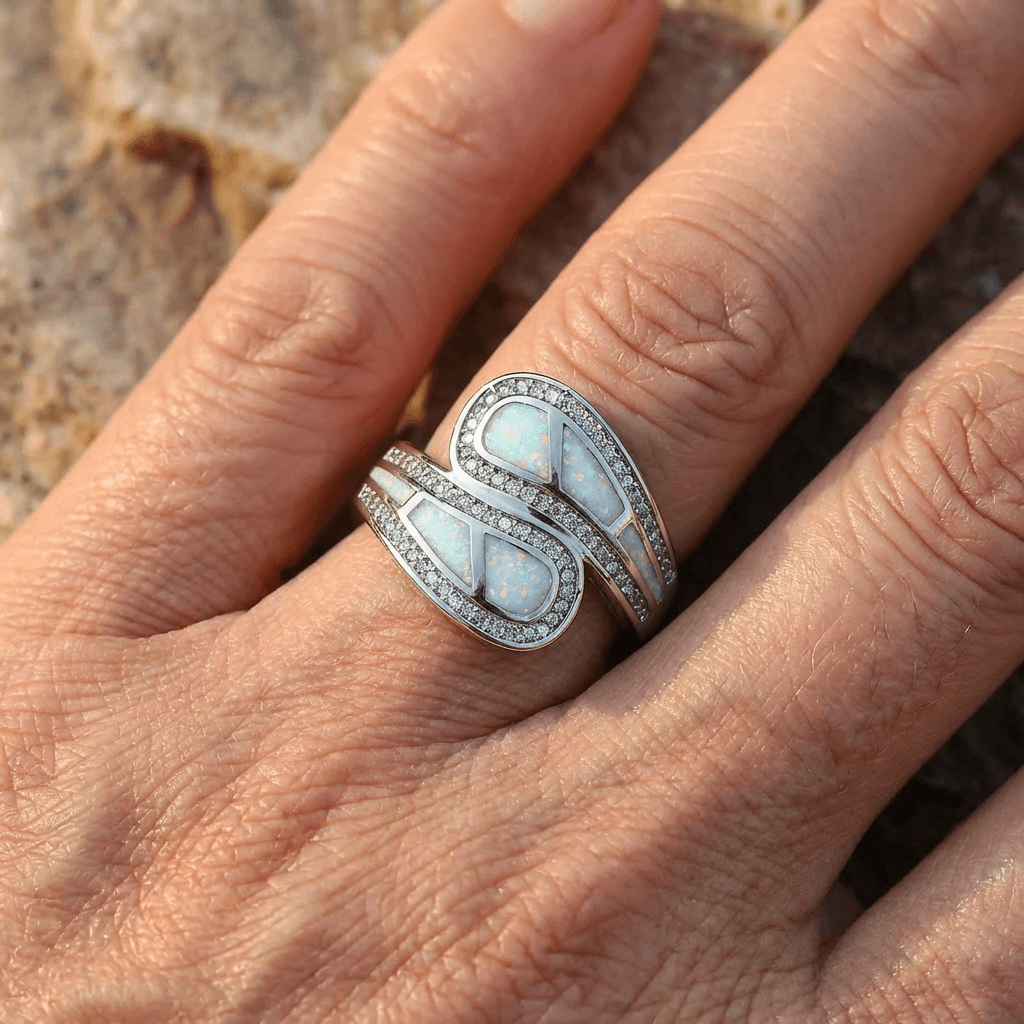 Vintage-Style Boho White Opal-Look Ring