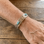Vintage Western Totem Engraved Turquoise-Look Bracelet