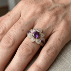 Gold-Tone Floral Purple Crystal Ring