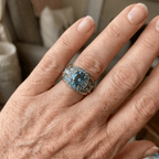 Geometric Multi-Stone Blue Crystal Ring