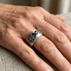 Two-Tone Blue Geometric Zirconia Crystal Ring