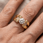 Gold-Plated Modern Solitaire Zirconia Ring