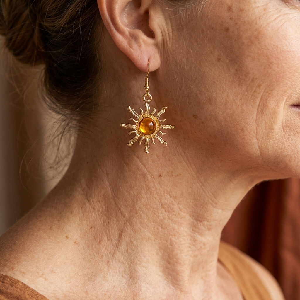 Bohemian Baroque Sunflower Acrylic Gold-Plated Earrings