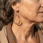 Bohemian Copper-Tone Teardrop Hoop Earrings with Beads