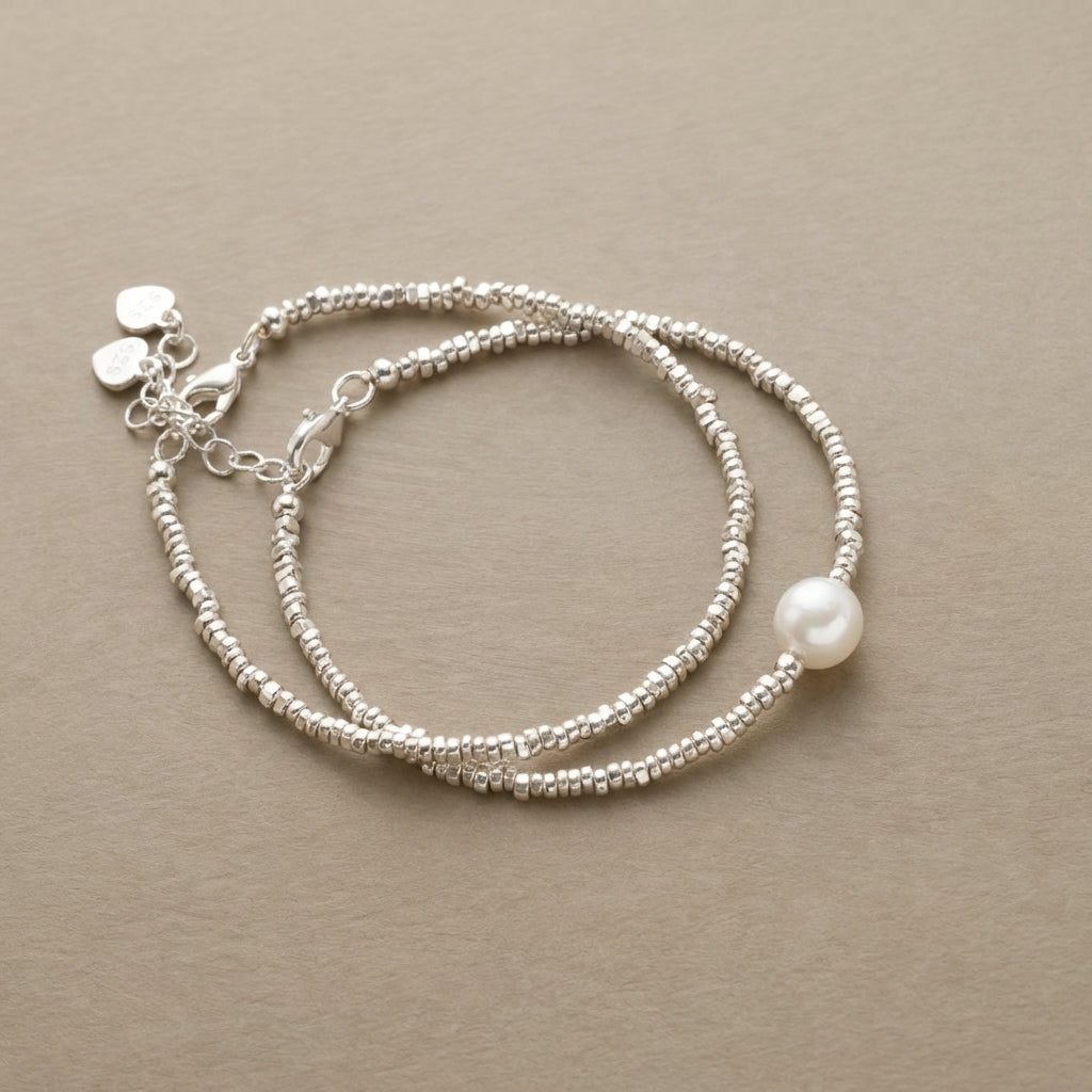 Pack de Pulseiras de Pérolas e Corrente Estilo Vintage