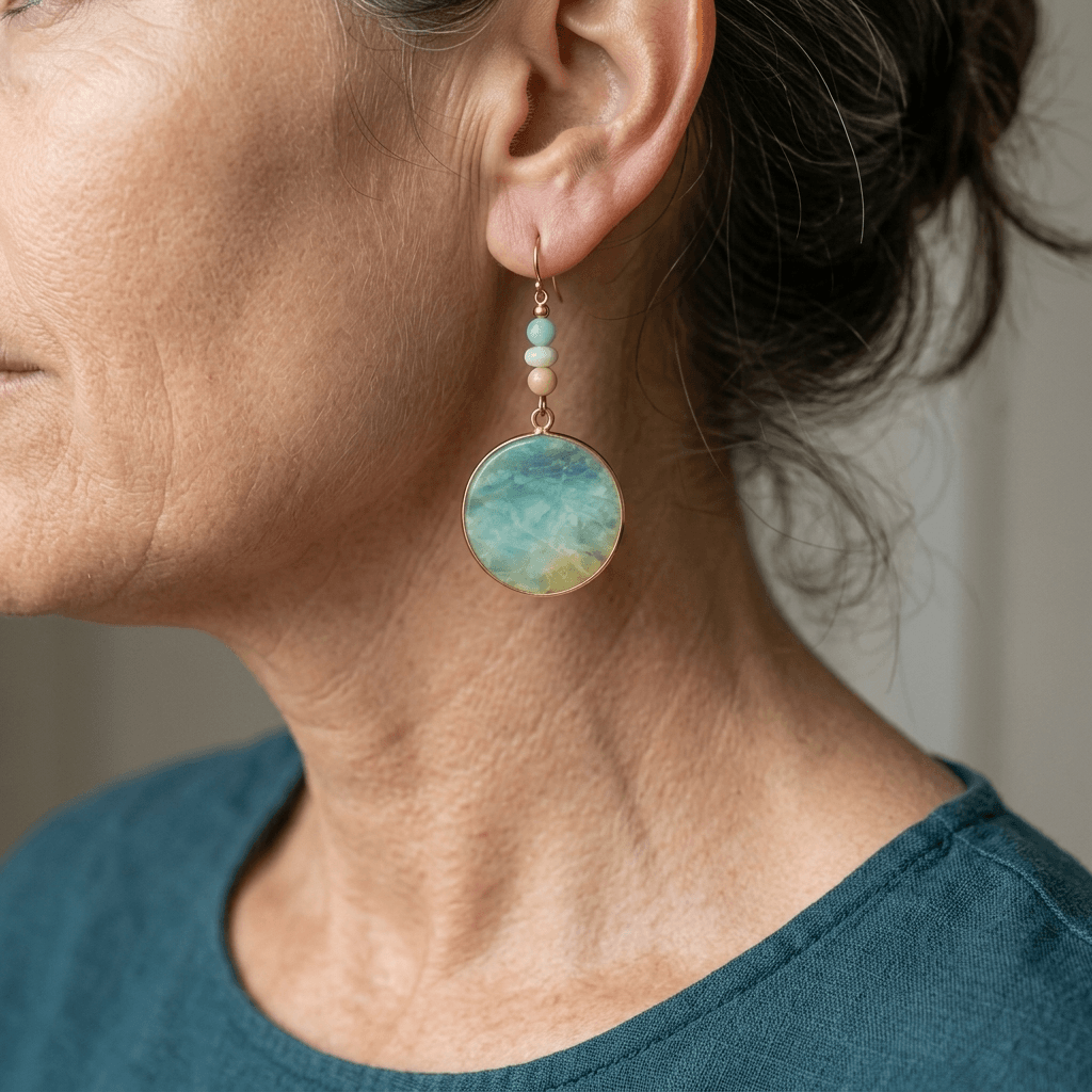 Bohemian Multicolour Stone Pendant Drop Earrings
