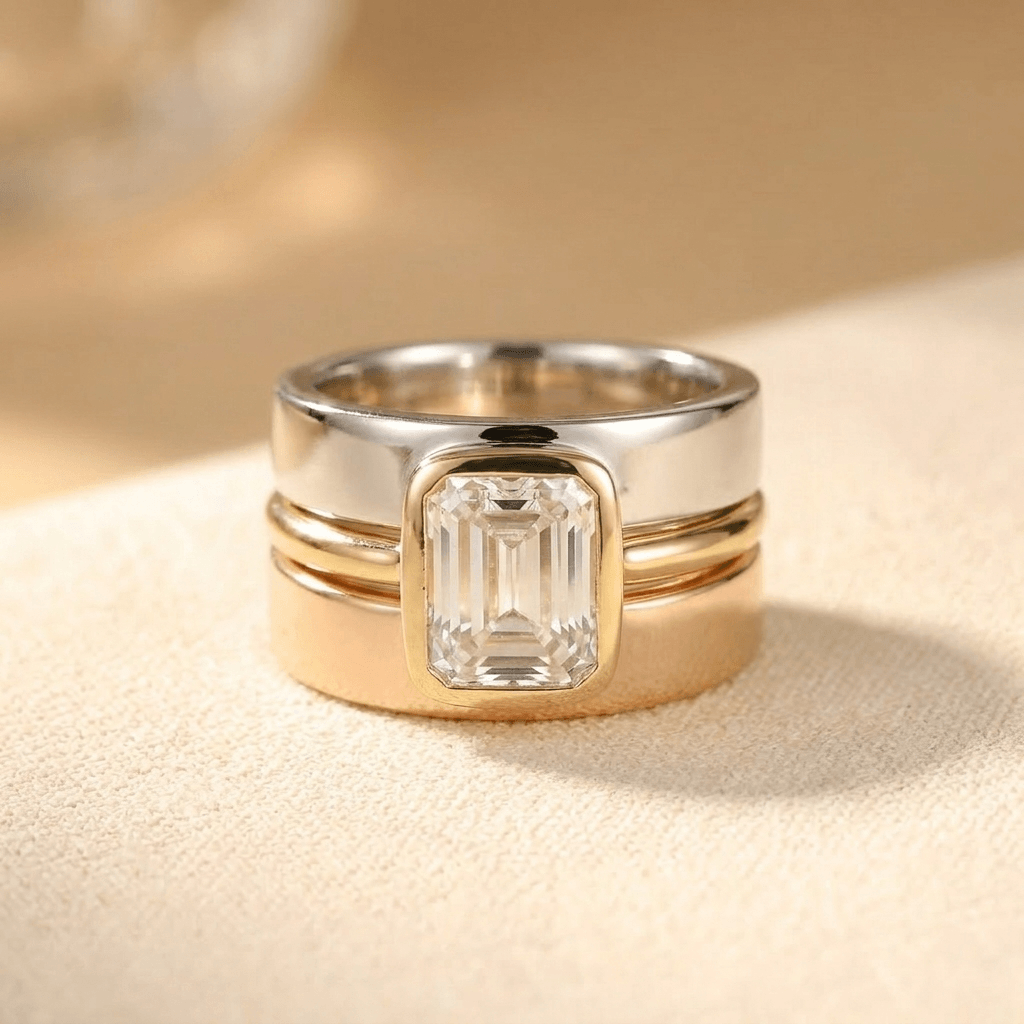 Tofarvet krystalring i vintagestil