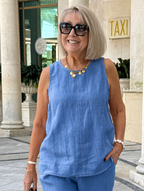Linnen tanktop met relaxte pasvorm voor luchtige zomerlaagjes