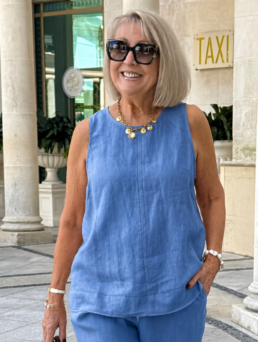 Linnen tanktop met relaxte pasvorm voor luchtige zomerlaagjes