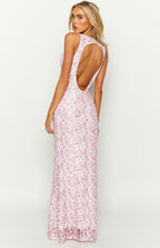 Sleeveless V-Neck Open Back Textured Maxi Dress
