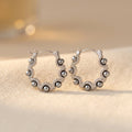 Vintage-Inspired Silver-Tone Stone Hoop Earrings