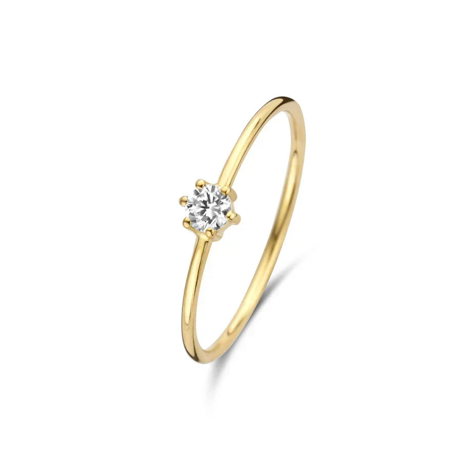 Delicate Solitaire Ring with Thin Band