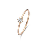 Delicate Solitaire Ring with Thin Band