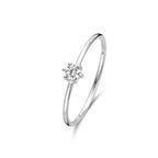 Delicate Solitaire Ring with Thin Band