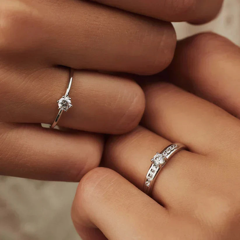 Delicate Solitaire Ring with Thin Band