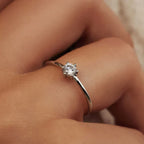Delicate Solitaire Ring with Thin Band