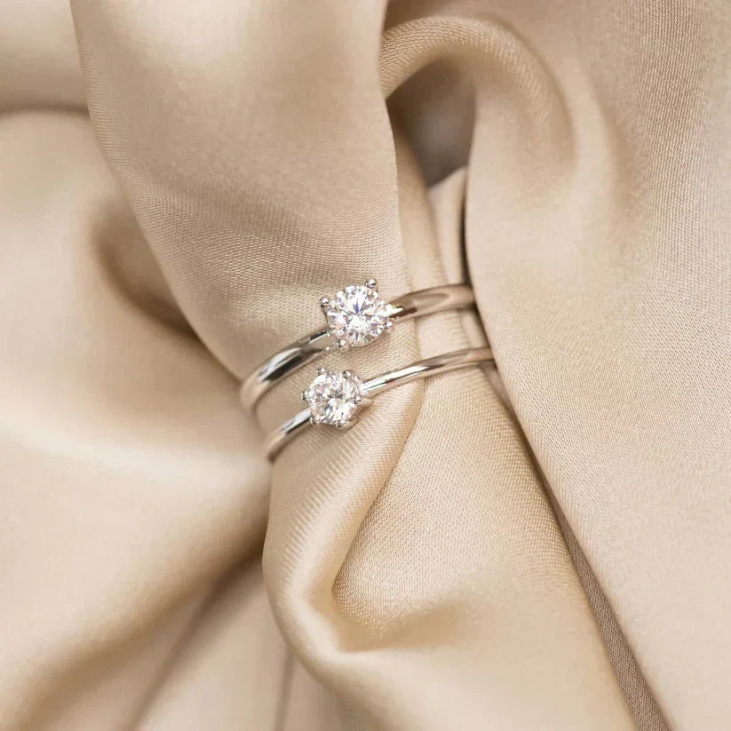 Delicate Solitaire Ring with Thin Band