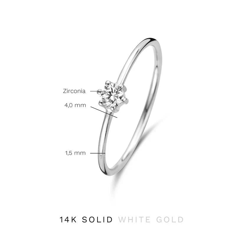 Delicate Solitaire Ring with Thin Band