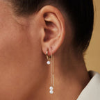 Gold-Tone Hoop Earrings with Small Pearl Drop