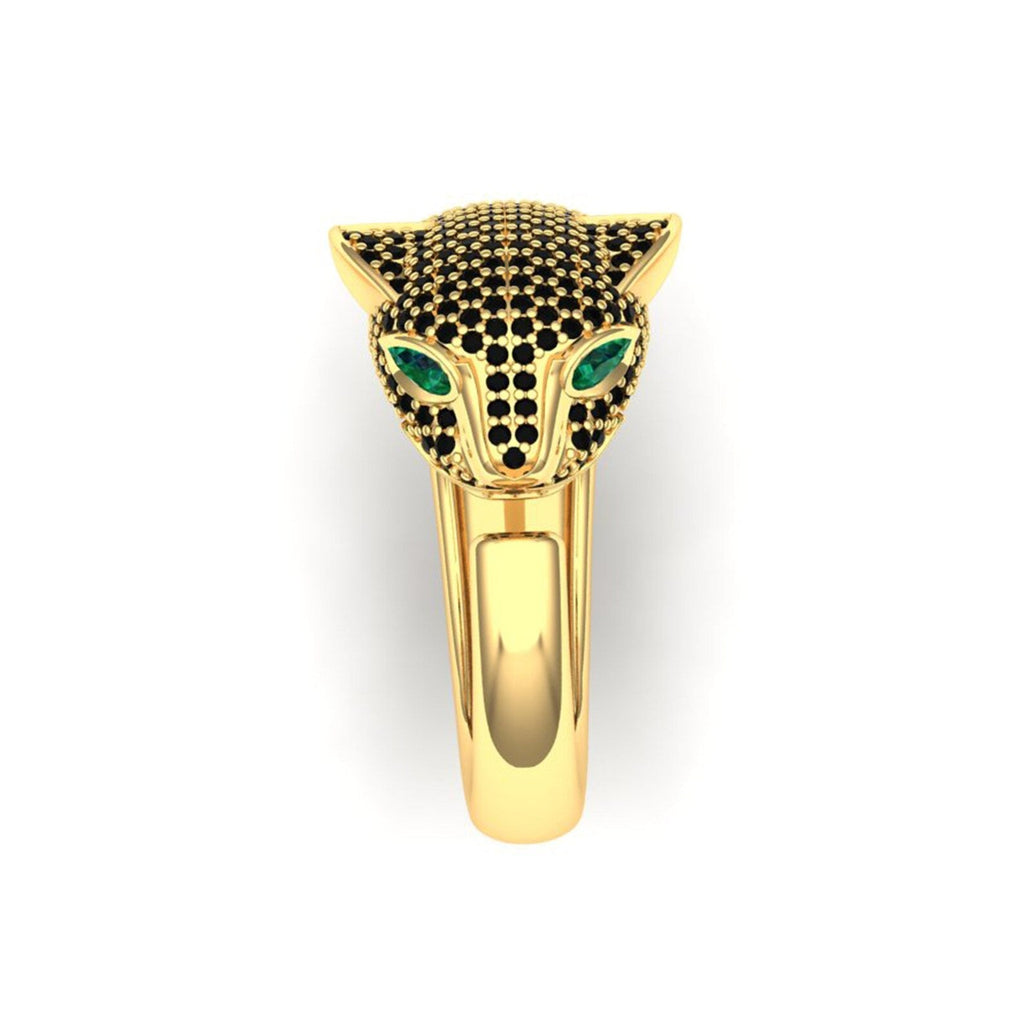 Pantherring met smaragdlook-stenen