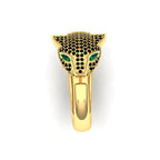 Pantherring met smaragdlook-stenen