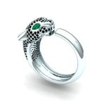 Pantherring met smaragdlook-stenen