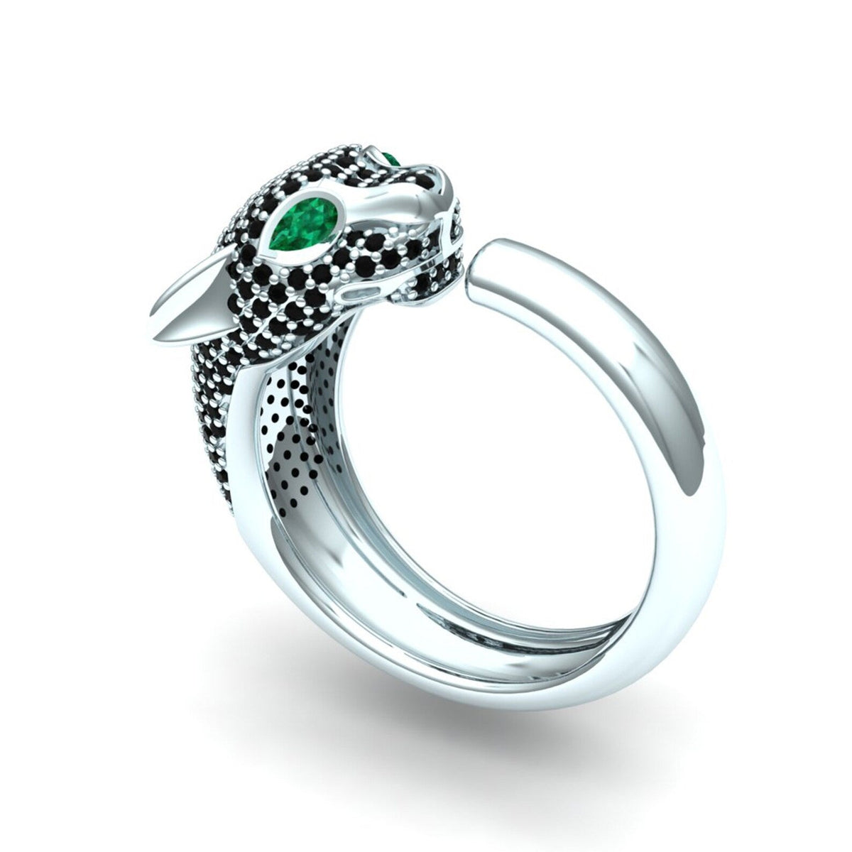 Pantherring met smaragdlook-stenen