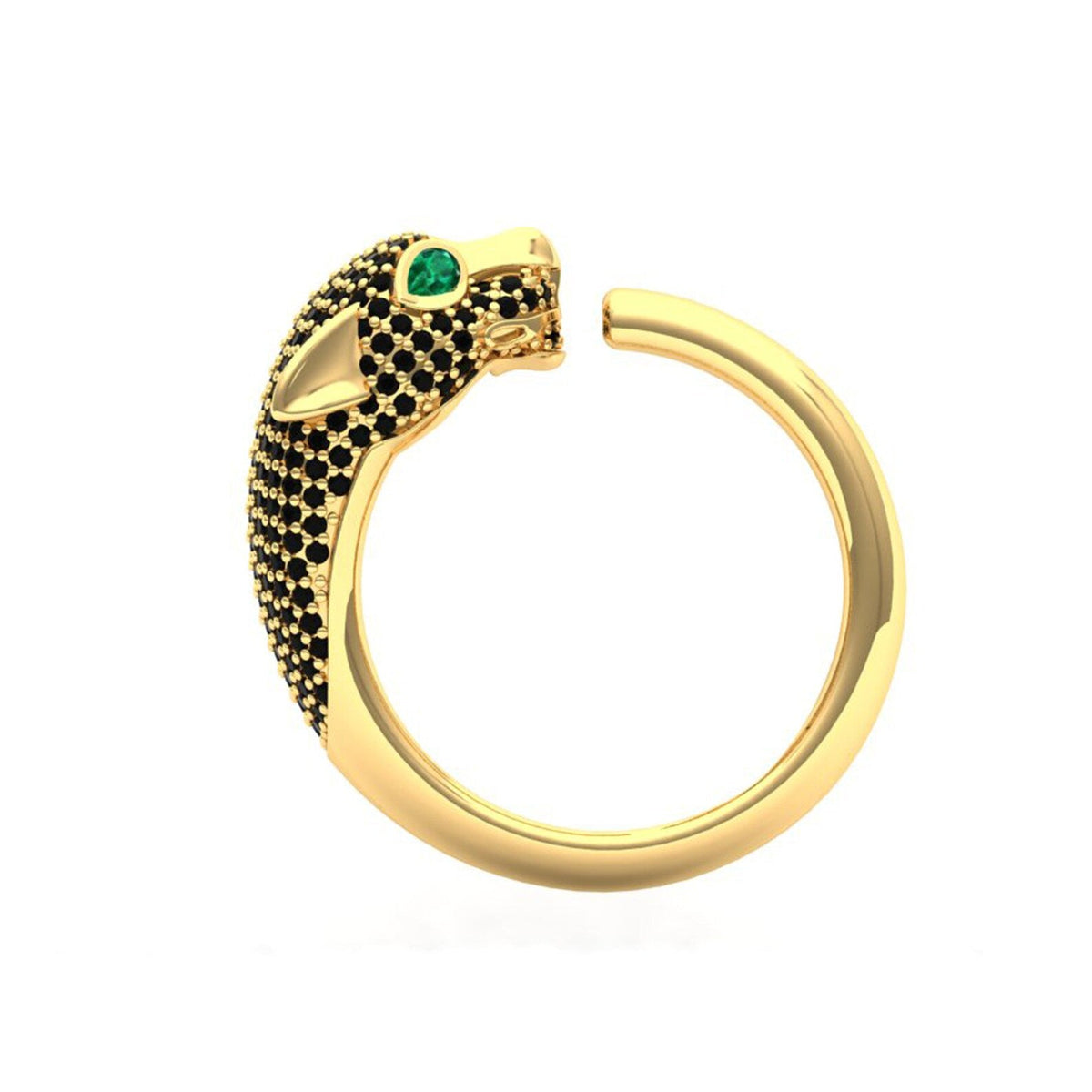 Pantherring met smaragdlook-stenen