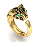 Pantherring met smaragdlook-stenen