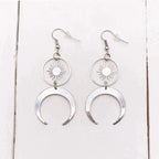 Stainless Steel Crescent Moon and Sun Earrings