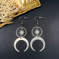 Stainless Steel Crescent Moon and Sun Earrings