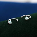 Opal-Look Sterling Hoop Earrings in Two Tones