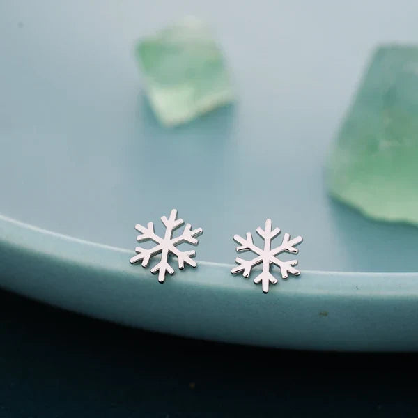 Sterling Snowflake Stud Earrings in Three Tones