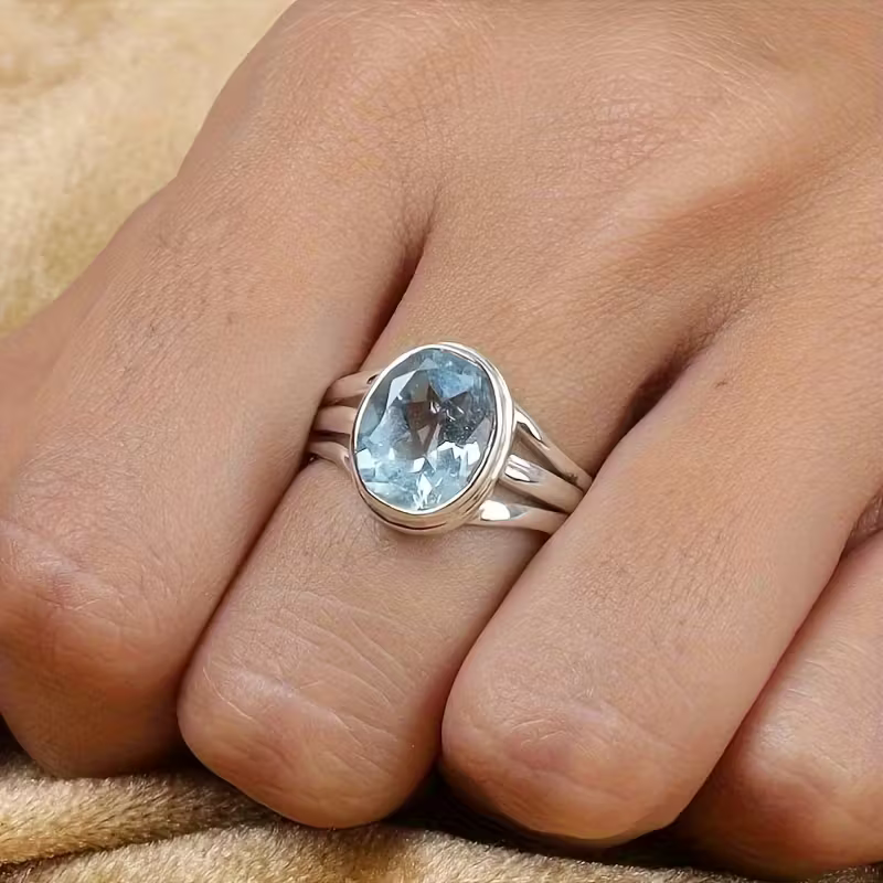Aqua Crystal Boho Ring