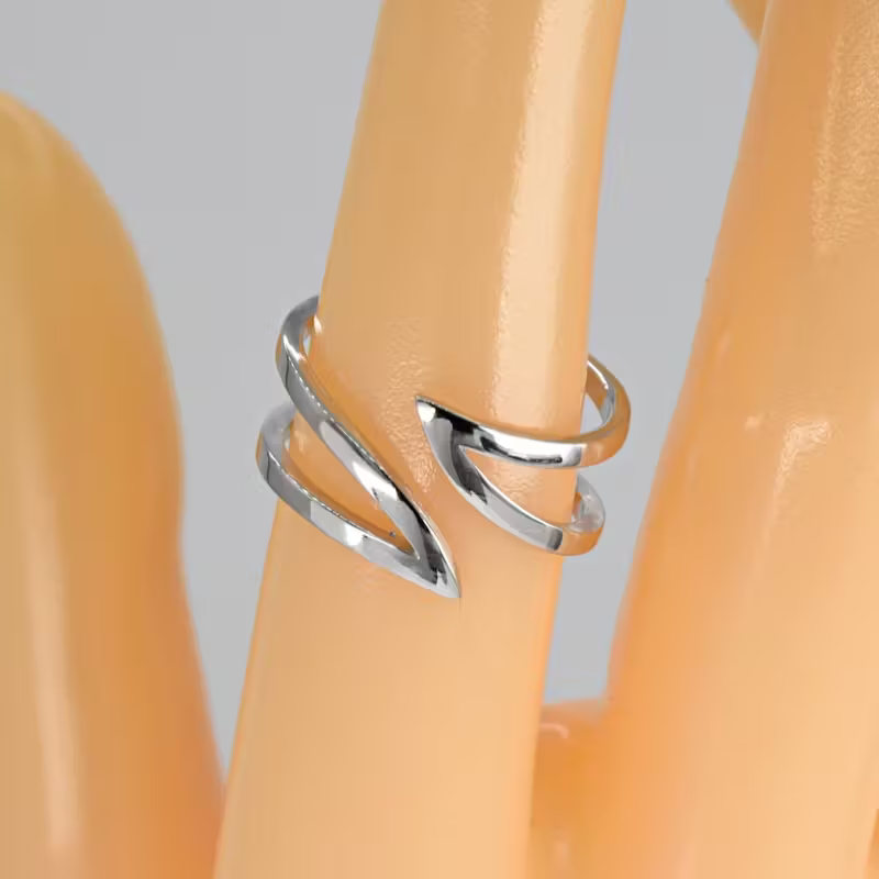 Adjustable Silver-Tone Wrap Ring