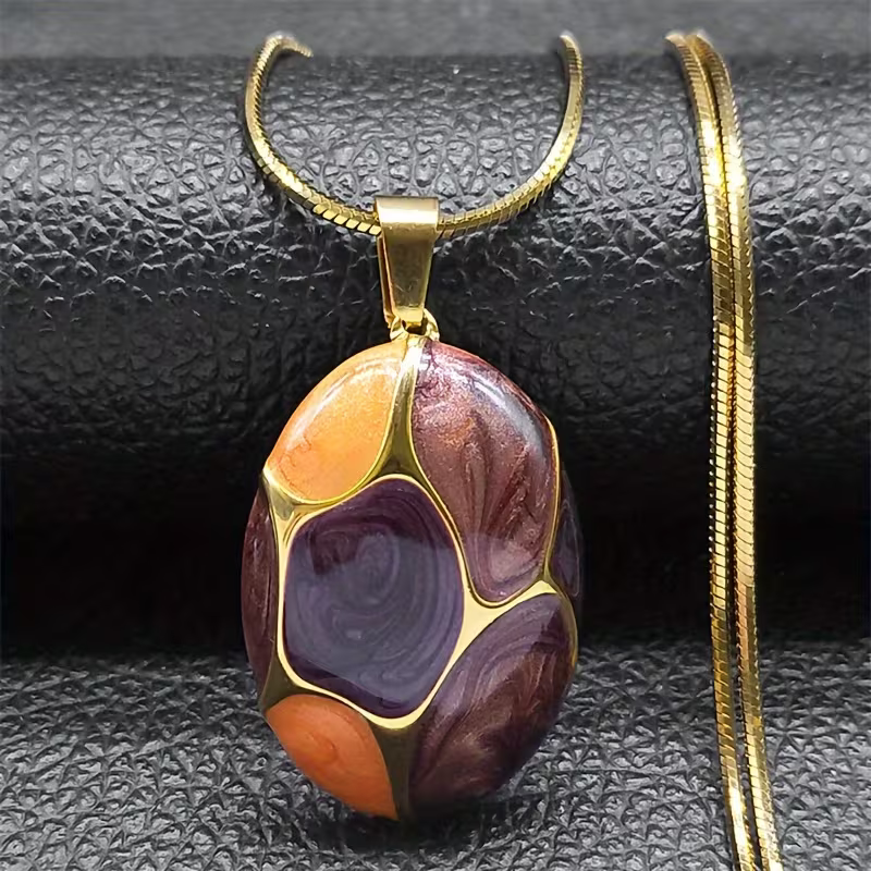 Ketting met colour-block stenen hanger