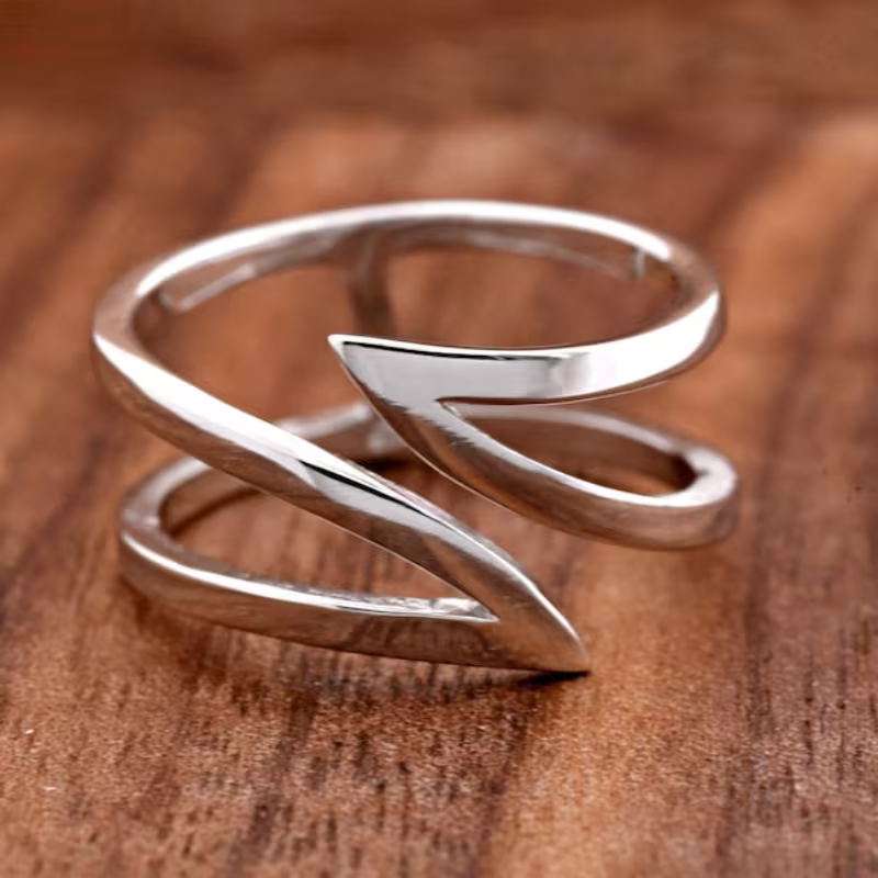 Adjustable Silver-Tone Wrap Ring