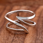 Adjustable Silver-Tone Wrap Ring