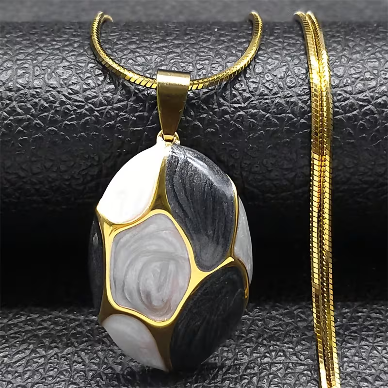 Ketting met colour-block stenen hanger