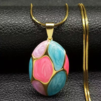 Ketting met colour-block stenen hanger