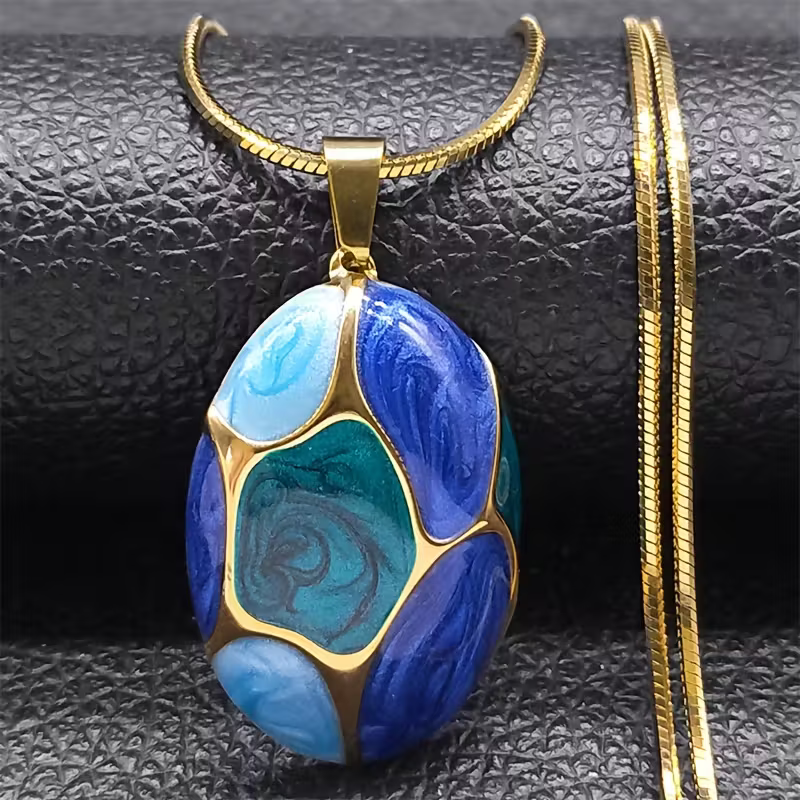 Ketting met colour-block stenen hanger