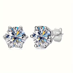 Six-Prong Crystal Stud Earrings
