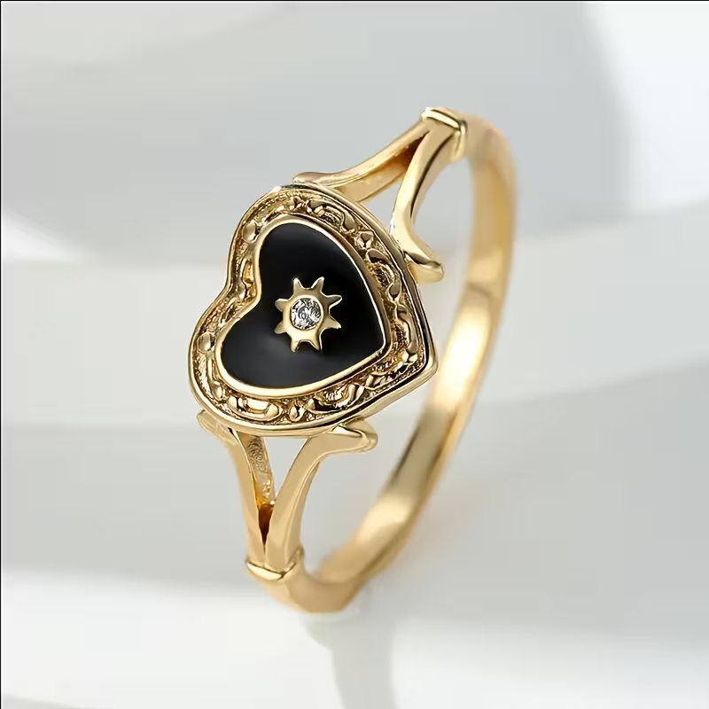 Black Heart Statement Ring