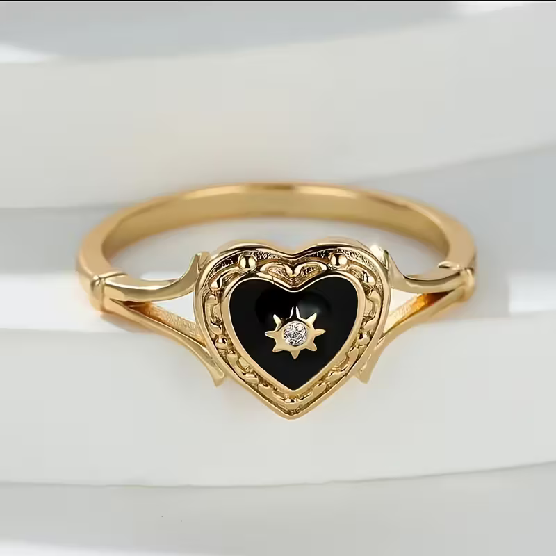 Black Heart Statement Ring