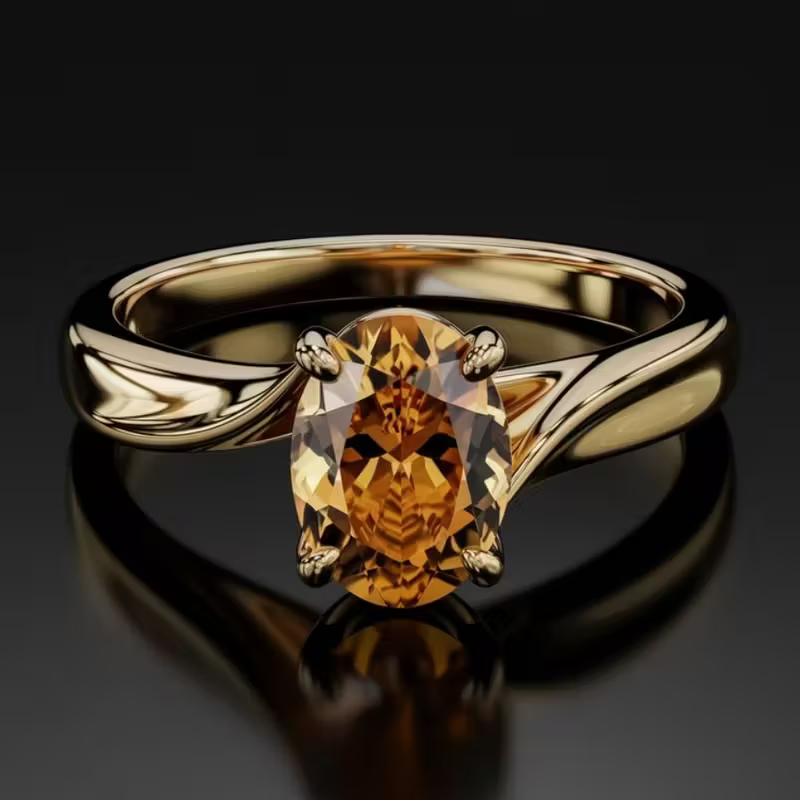 Gold-Tone Amber-Look Ring