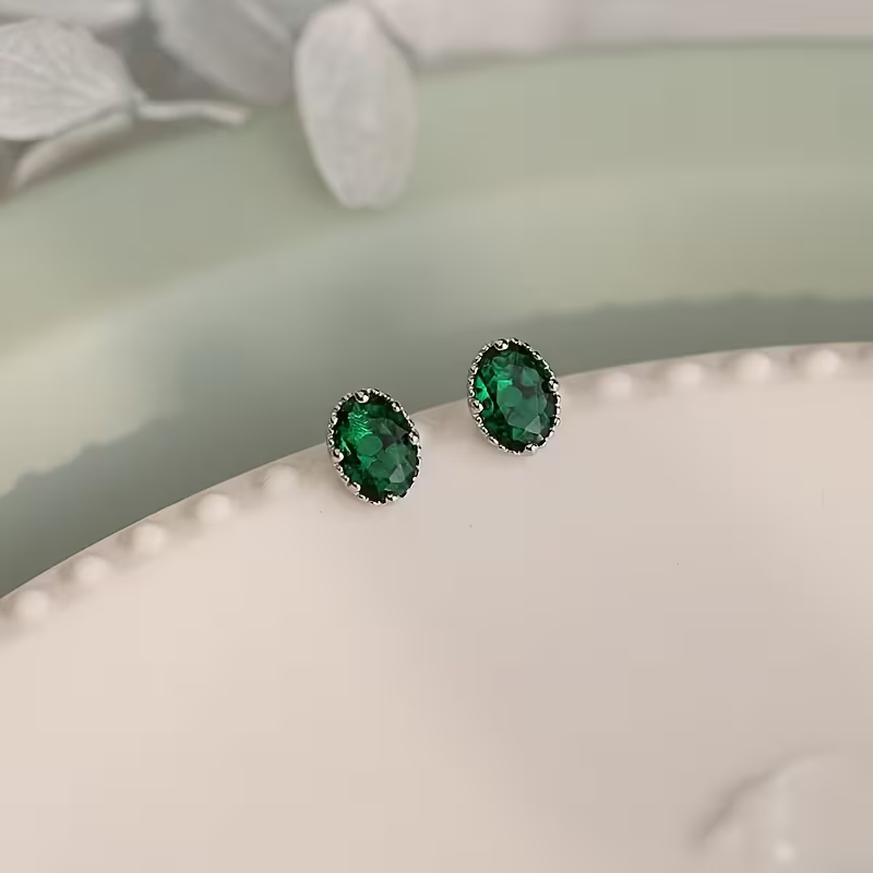 Green Oval Earrings