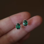 Green Oval Earrings